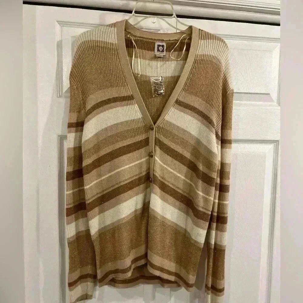 Sparkling Multiple Colors Stripe Cardigan Sweater… - image 6
